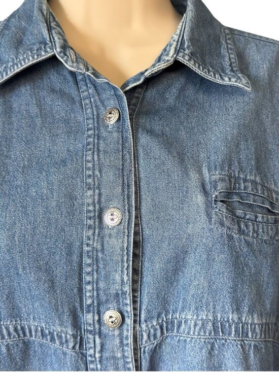 Vintage Cherokee Womens M Denim Button-Up Shirt Long Sleeve Tunic  Blue - Picture 5 of 16